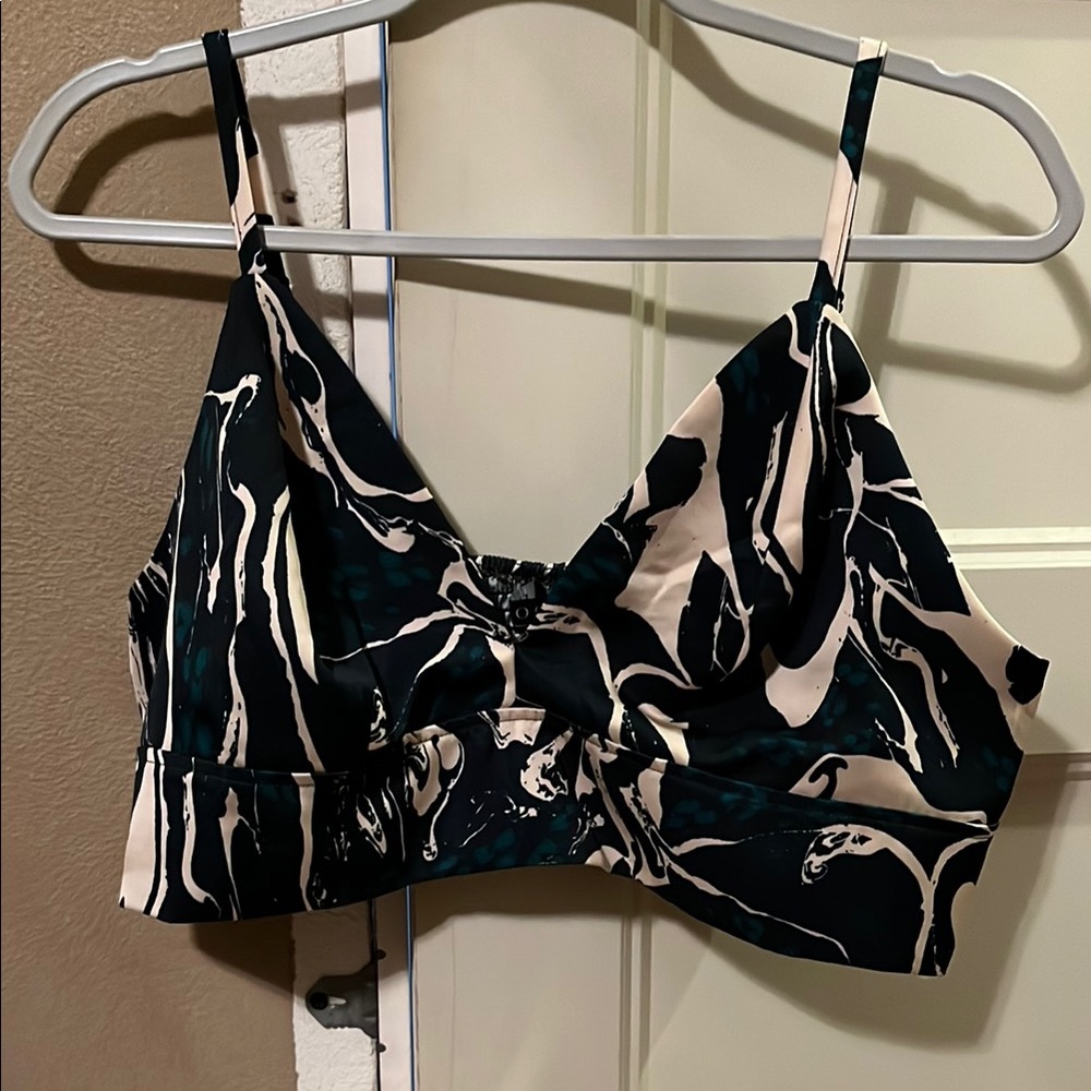 Stylish Teal and Cream Patterned Bralette
